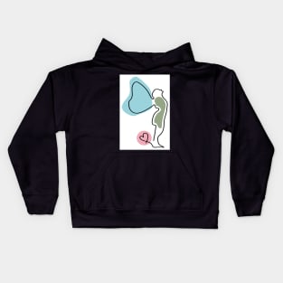 single line art butterfly woman - one line art Kids Hoodie